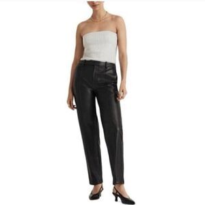 Madewell x Aimee Song Fairbanks Tapered Faux Leather Pants Black Edgy Chic Sz 12